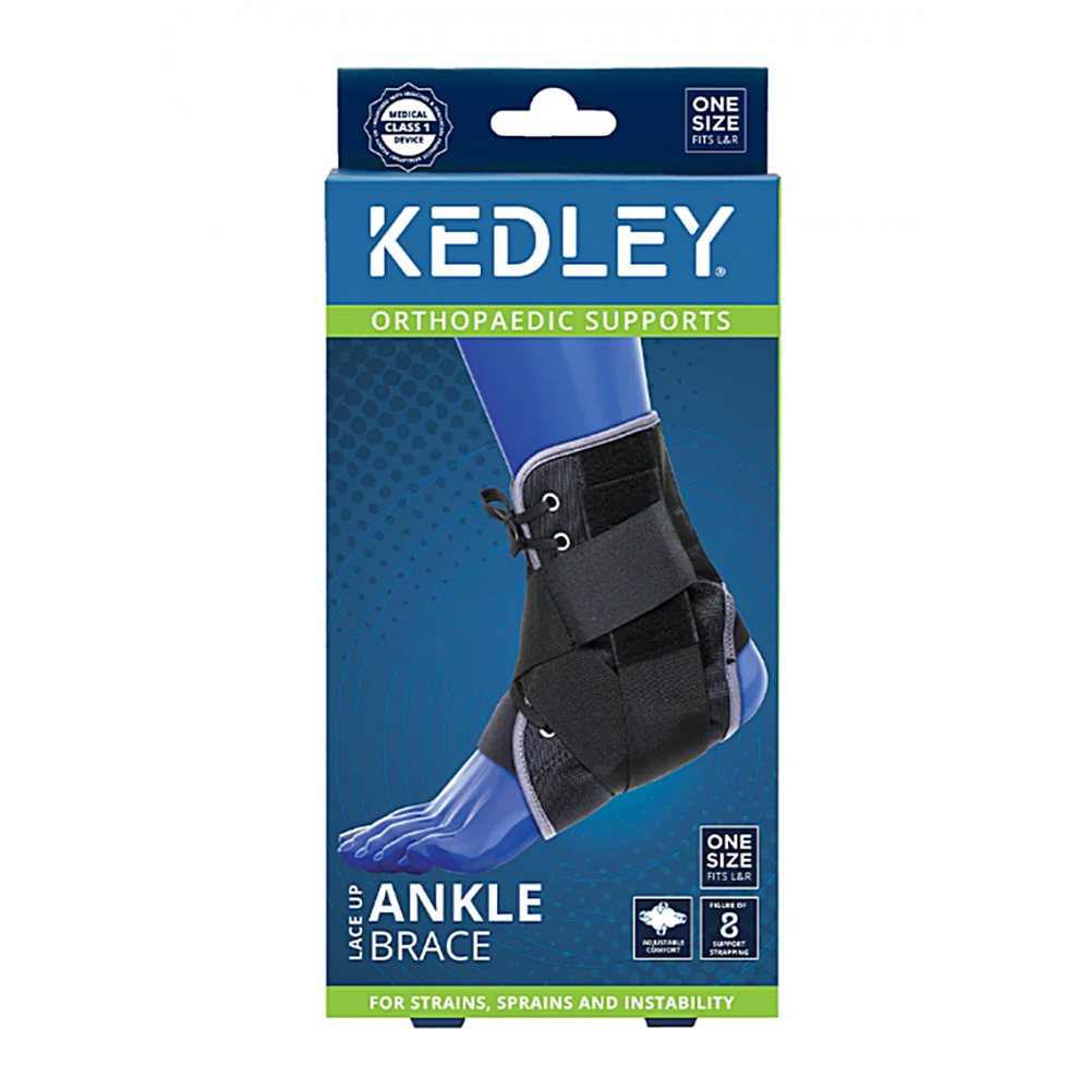 Άκαμπτος Νάρθηκας Ποδοκνημικής KEDLEY Lace Up Ρυθμιζόμενης Συμπίεσης-Στήριξης. Αμφιδέξιο. One Size. Μαύρο. Ortholand. 