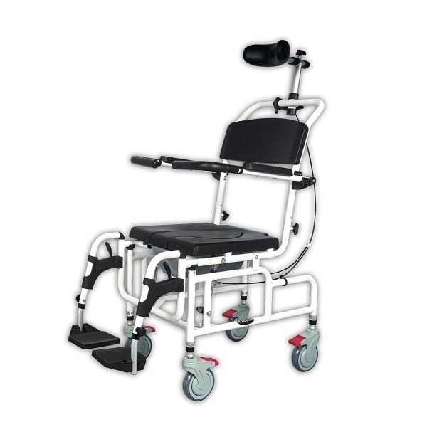 Αναπηρικό Αμαξίδιο Εσωτερικού Χώρου AQUA-RECLINING Ανακλινόμενο με Δοχείο Τουαλέτας. Πλάτος Καθίσματος 41cm. Λευκό. 0805498. 