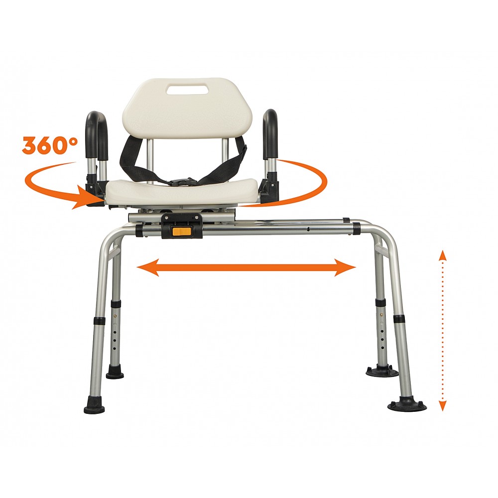 Περιστρεφόμενο Κάθισμα Μεταφοράς Μπανιέρας 360°. Ρυθμιζόμενου Ύψους. Αλουμινίου. Μέγιστο Βάρος Χρήστη 136Kg.  
