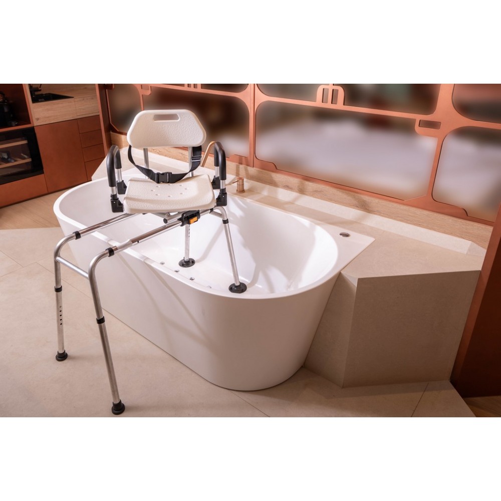 Περιστρεφόμενο Κάθισμα Μεταφοράς Μπανιέρας 360°. Ρυθμιζόμενου Ύψους. Αλουμινίου. Μέγιστο Βάρος Χρήστη 136Kg.  