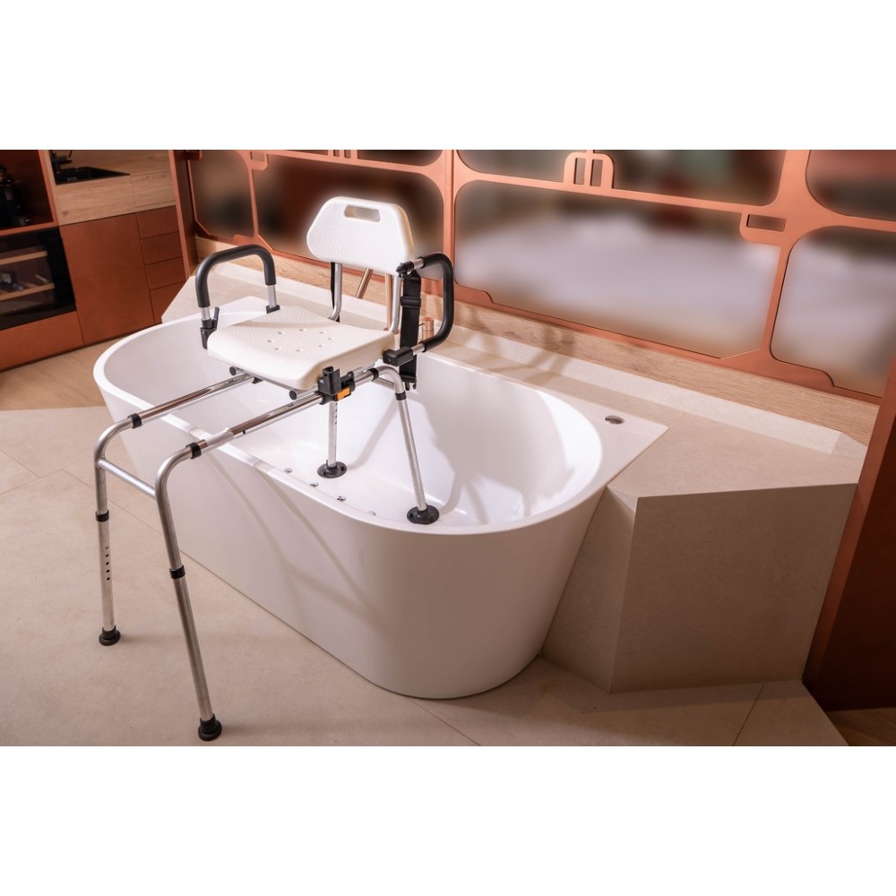 Περιστρεφόμενο Κάθισμα Μεταφοράς Μπανιέρας 360°. Ρυθμιζόμενου Ύψους. Αλουμινίου. Μέγιστο Βάρος Χρήστη 136Kg.  