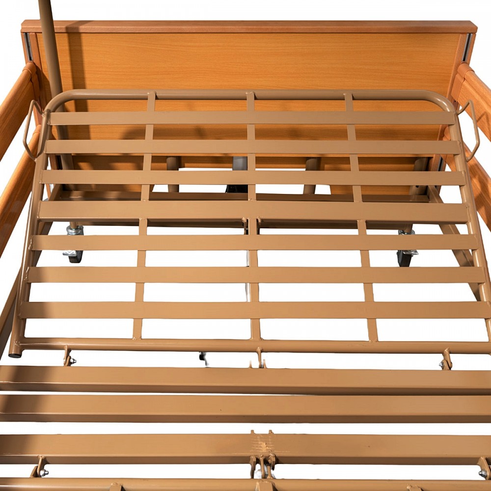 Κρεβάτι Νοσηλείας Ηλεκτρικό Πολύσπαστο "KING". Εσωτερικό Πλάτος 120cm. Ξύλινες Μετώπες. Με Αναρτήρα. 0811250.