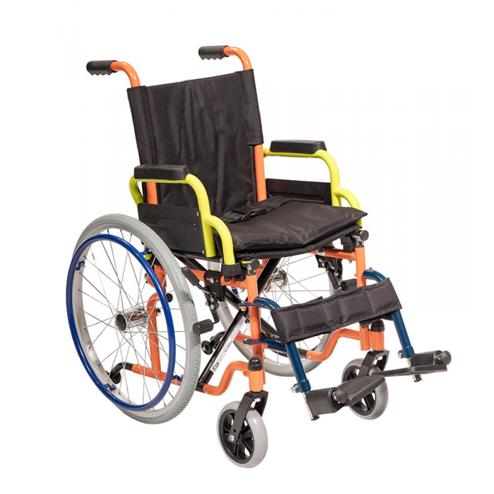 Πολύχρωμο Παιδικό Aναπηρικό Αμαξίδιο “Rainbow” Κίτρινο-Μπλε-Πορτοκαλί. Κάθισμα 35cm. 0811311. 