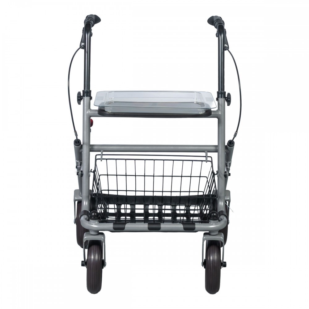 Περιπατητήρας Rollator με Τραπεζάκι-Δίσκο & Καλαθάκι. Ατσάλινος-Πτυσσόμενος. Τροχοί 8''. Μέγιστο Βάρος 120 Kg. Γκρι. 0813101. 