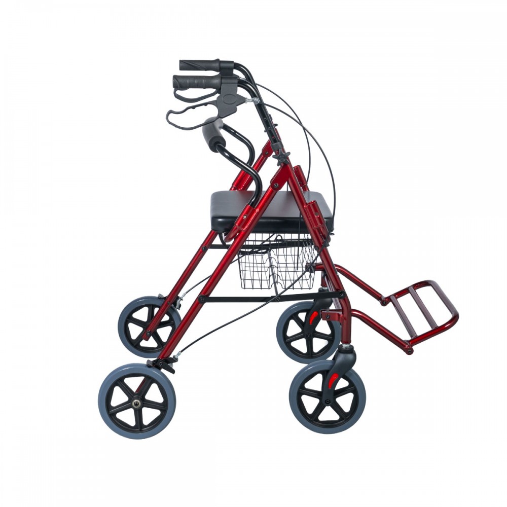Περιπατητήρας Rollator “CHERRY” 2 σε 1. Αλουμινίου-Πτυσσόμενος- Με Ευρύ Υποπόδιο & Καλαθάκι. Βυσσινί. 0813102.
