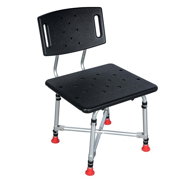 Καρέκλα Μπάνιου Βαρέος Τύπου με Πλάτη. Μέγιστο Βάρος Χρήστη 180Kg. Μαύρο. 