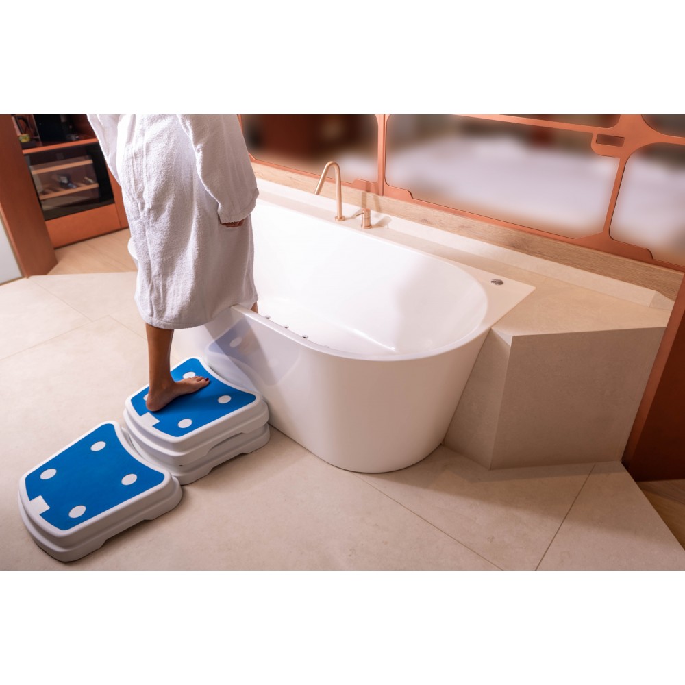 Σκαλοπάτι Μπάνιου. Στοιβαζόμενος Σχεδιασμός. Μέγιστο Βάρος 130Kg. 38x48x10cm. 