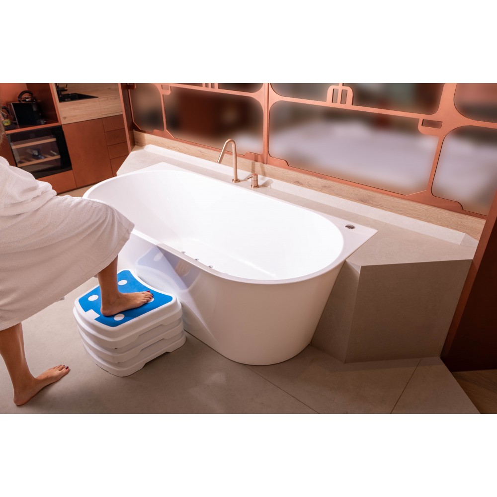 Σκαλοπάτι Μπάνιου. Στοιβαζόμενος Σχεδιασμός. Μέγιστο Βάρος 130Kg. 38x48x10cm. 