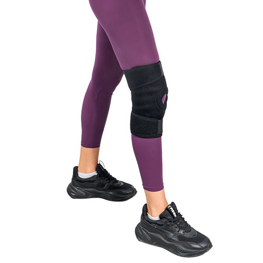 Επιγονατίδα Απλή από Neoprene με Αφρώδη Δακτύλιο και Ιμάντες.  One Size. Αμφιδέξιο. Μαύρο. L2475. 