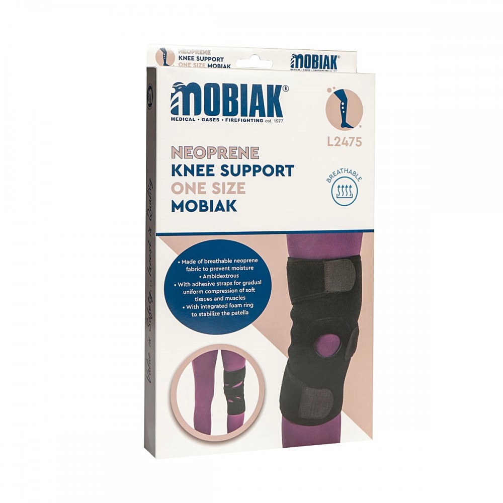 Επιγονατίδα Απλή από Neoprene με Αφρώδη Δακτύλιο και Ιμάντες.  One Size. Αμφιδέξιο. Μαύρο. L2475. 