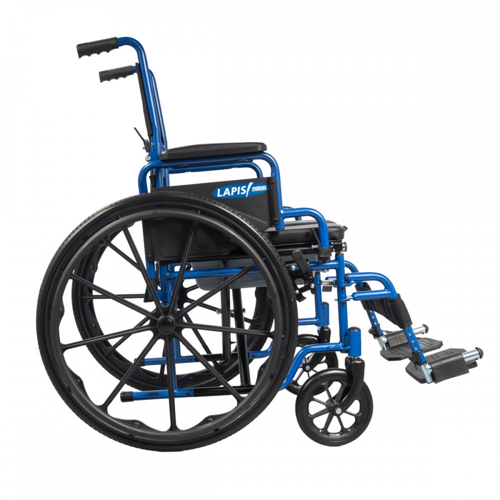 Πτυσσόμενο Αναπηρικό Αμαξίδιο με Δοχείο Τουαλέτας “LAPIS”. Ατσάλινο με Σταυρωτή Μπάρα Στήριξης. Κάθισμα 46cm. 0815000.