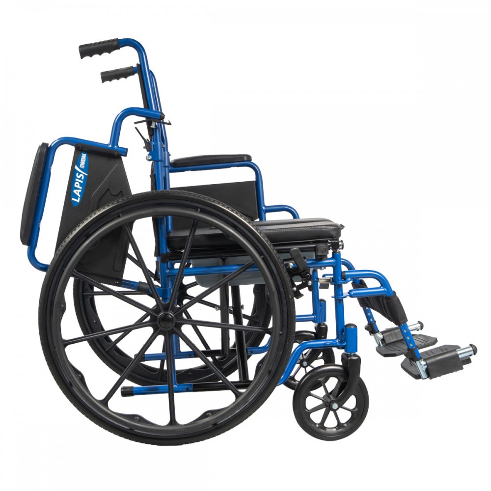 Πτυσσόμενο Αναπηρικό Αμαξίδιο με Δοχείο Τουαλέτας “LAPIS”. Ατσάλινο με Σταυρωτή Μπάρα Στήριξης. Κάθισμα 46cm. 0815000.