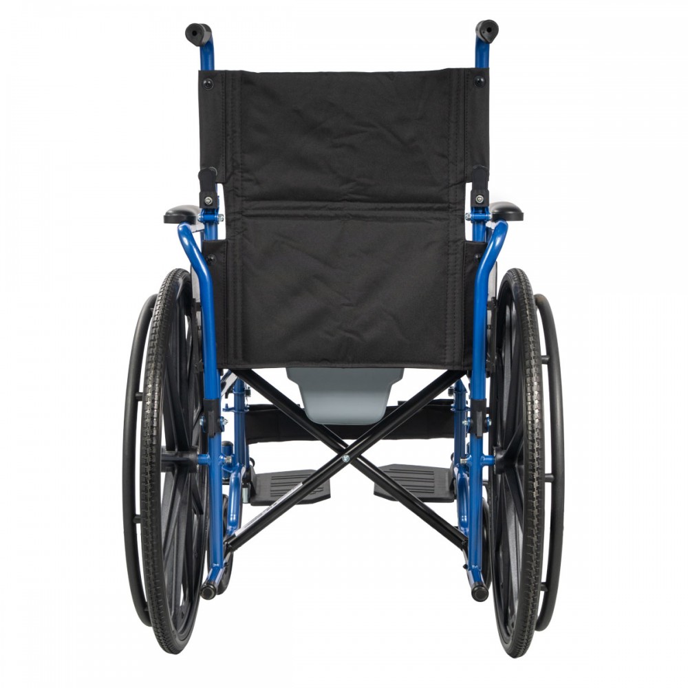 Πτυσσόμενο Αναπηρικό Αμαξίδιο με Δοχείο Τουαλέτας “LAPIS”. Ατσάλινο με Σταυρωτή Μπάρα Στήριξης. Κάθισμα 46cm. 0815000.