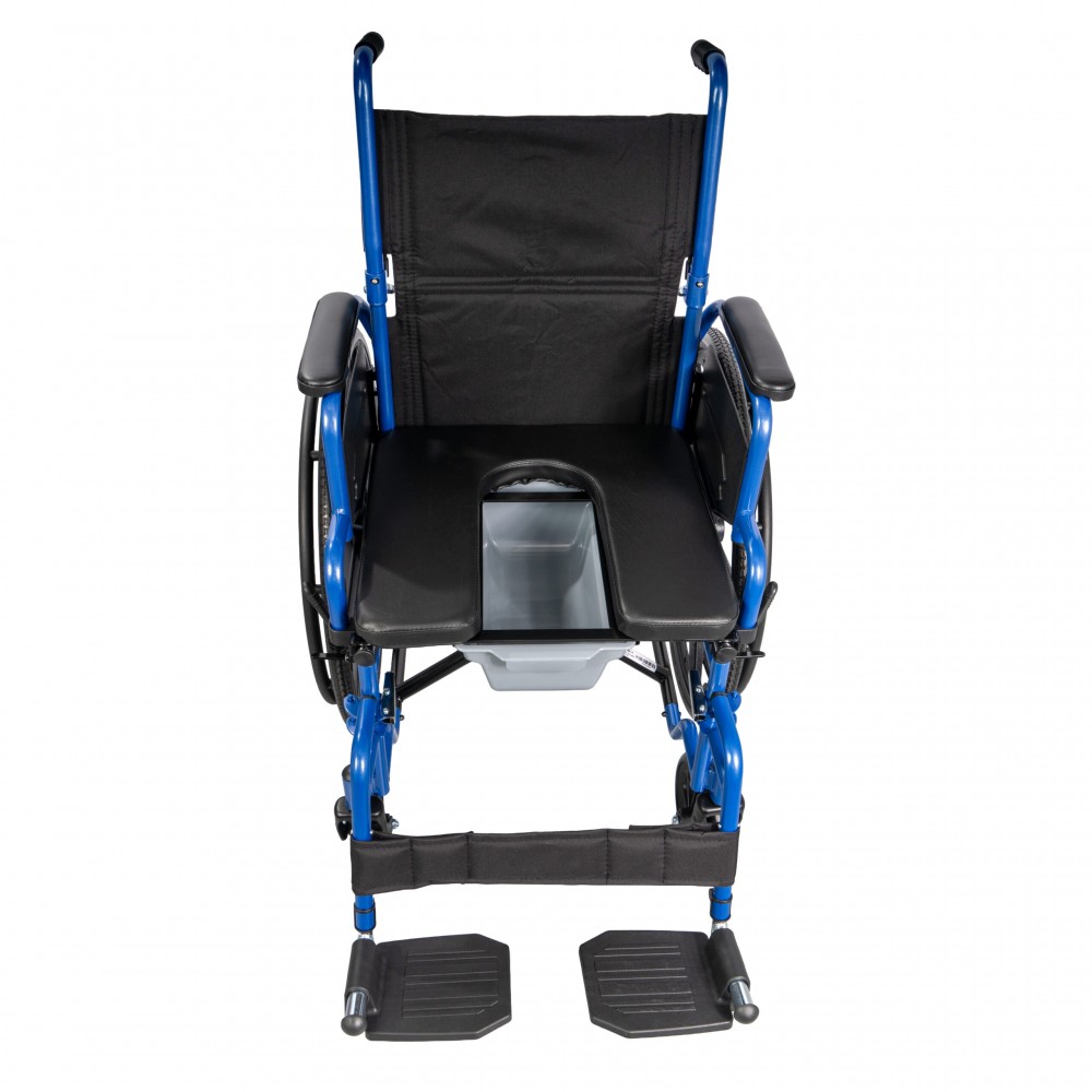 Πτυσσόμενο Αναπηρικό Αμαξίδιο με Δοχείο Τουαλέτας “LAPIS”. Ατσάλινο με Σταυρωτή Μπάρα Στήριξης. Κάθισμα 46cm. 0815000.