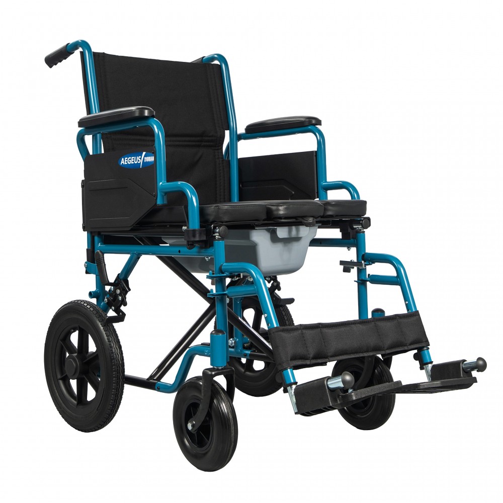 Αναπηρικό Αμαξίδιο με Δοχείο Τουαλέτας “AEGEUS”. Οπίσθιοι Τροχοί 12’’. Κάθισμα 44cm. 0815020.