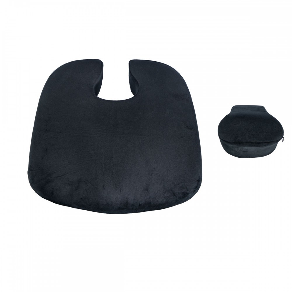 Μαξιλάρι Κόκκυγα "PREMIUM" Memory Foam με Αφαιρούμενη Εγκοπή U. 45x43x12cm. Μαύρο. 0815765. 