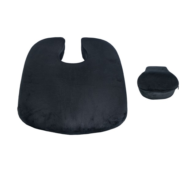 Μαξιλάρι Κόκκυγα "PREMIUM" Memory Foam με Αφαιρούμενη Εγκοπή U. 45x43x12cm. Μαύρο. 0815765. 