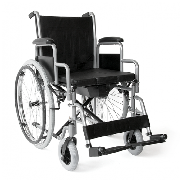 Αναπηρικό Αμαξίδιο Πτυσσόμενο Brother Medical BME4617G με Δοχείο Τουαλέτας WC. Πλάτος Καθίσματος 46cm. Γκρι.  