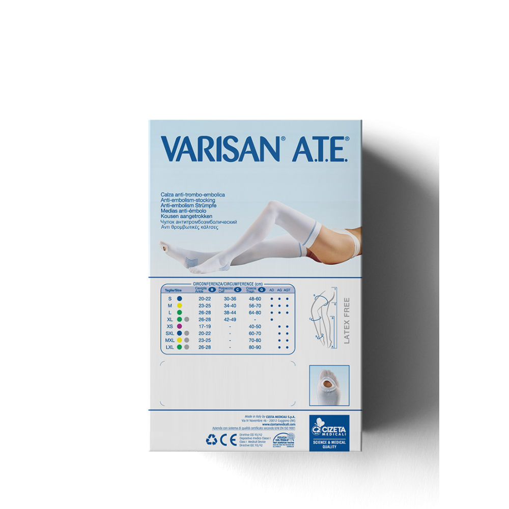 Αντιθρομβωτικές Κάλτσες Ριζομηρίου Varisan AntiThromboEmbolic. Ανδρικές-Γυναικείες με Οπή Εξέτασης. 15-20mm Hg. Λευκό. 2043K. 