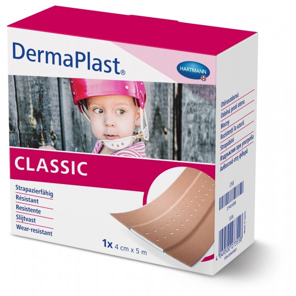 DermaPlast® Classic Αυτοκόλλητο Επίθεμα Μικροτραυμάτων σε Ταινία. 5m x 4cm. 1Τεμάχιο. 5350512.  DermaPlast® Classic Αυτοκόλλητο Επίθεμα Μικροτραυμάτων σε Ταινία. 5m x 4cm. 1Τεμάχιο. 5350512.