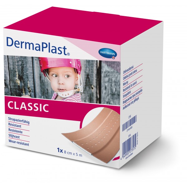 DermaPlast® Classic Αυτοκόλλητο Επίθεμα Μικροτραυμάτων σε Ταινία. 5m x 8cm. 1Τεμάχιο. 5350712.  DermaPlast® Classic Αυτοκόλλητο Επίθεμα Μικροτραυμάτων σε Ταινία. 5m x 8cm. 1Τεμάχιο. 5350712.