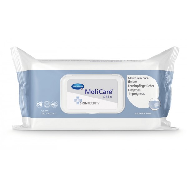 Υγρά Μαντηλάκια Καθαρισμού MoliCare® Skin Χωρίς Αλκοόλ για Τοπικό Καθαρισμό. Μεγάλο μέγεθος 20x30εκ. Συσκευασία 50 τεμάχιων. 995075.  Υγρά Μαντηλάκια Καθαρισμού MoliCare® Skin Χωρίς Αλκοόλ για Τοπικό Καθαρισμό. Μεγάλο μέγεθος 20x30εκ. Συσκευασία 50 τεμάχιων. 995075.