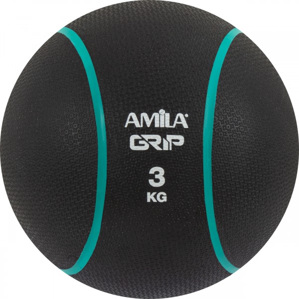 Μπάλα Medicine Ball AMILA Grip 3Kg. Μαύρη. 