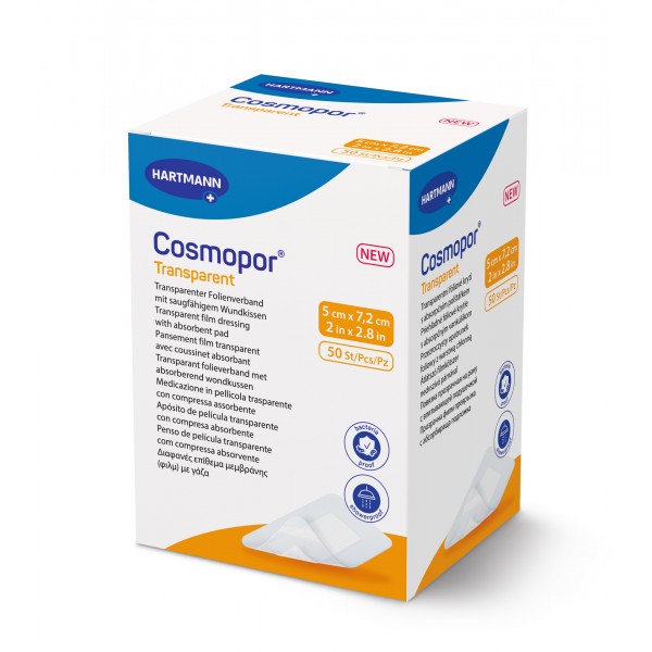 Cosmopor® Τransparent Διαφανές Επίθεμα-Μεμβράνη με Απορροφητική Στρώση Εκκρίσεων Τραύματος. 5x7,2cm. 50Τεμάχια. 9010510.  Cosmopor® Τransparent Διαφανές Επίθεμα-Μεμβράνη με Απορροφητική Στρώση Εκκρίσεων Τραύματος. 5x7,2cm. 50Τεμάχια. 9010510.