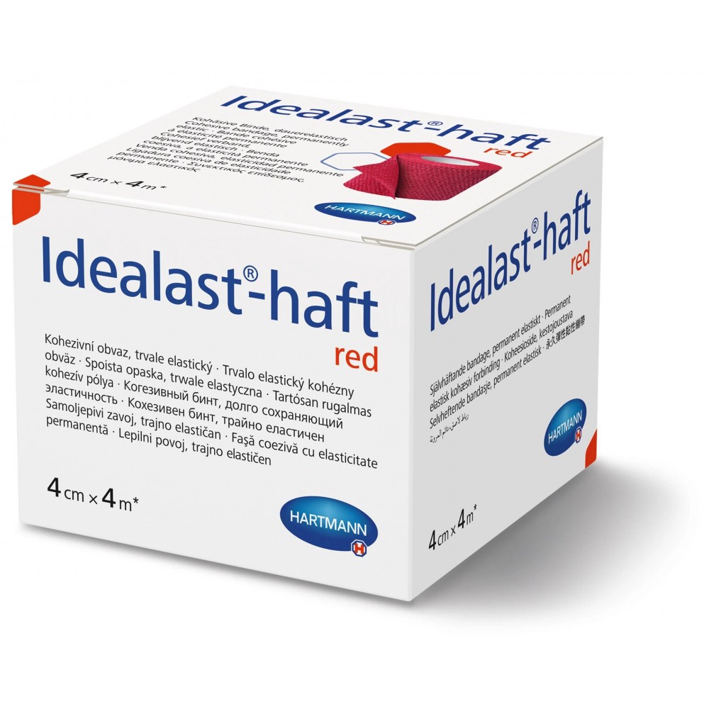 Idealast®-Haft Color Συνεκτικός Eπίδεσμος Tύπου Ideal Μόνιμης Ελαστικότητας. 4m x 4cm. 1Τεμάχιο. Κόκκινο. 9310950. 