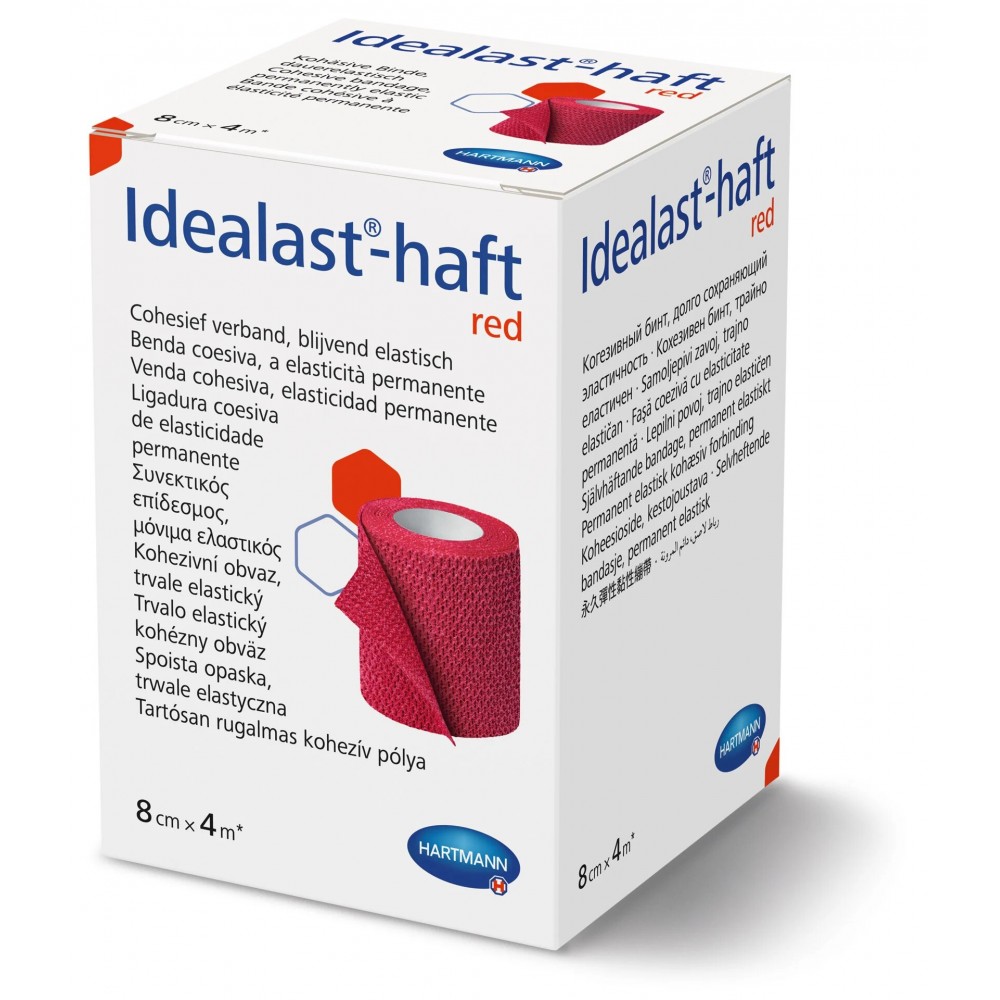 Idealast®-Haft Color Συνεκτικός Eπίδεσμος Tύπου Ideal Μόνιμης Ελαστικότητας. 4m x 8cm. 1Τεμάχιο. Κόκκινο. 9310970. 