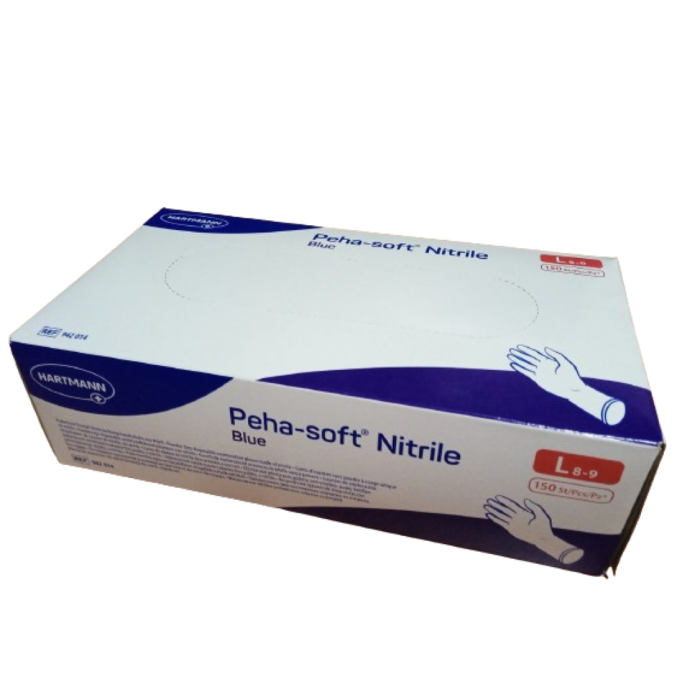 Γάντια Εξέτασης Νιτριλίου Peha-Soft® Hartmann Χωρίς Πούδρα. Μέγεθος Large. Γαλάζιο. 150 Τεμάχια. 942014.