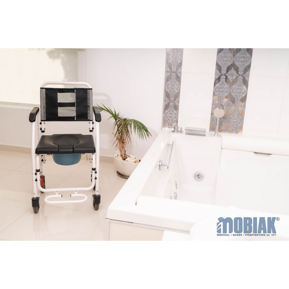 Αμαξίδιο Αλουμινίου Τροχήλατο, Αδιάβροχο με Δοχείο Τουαλέτας 'ASPER'. 0805454.