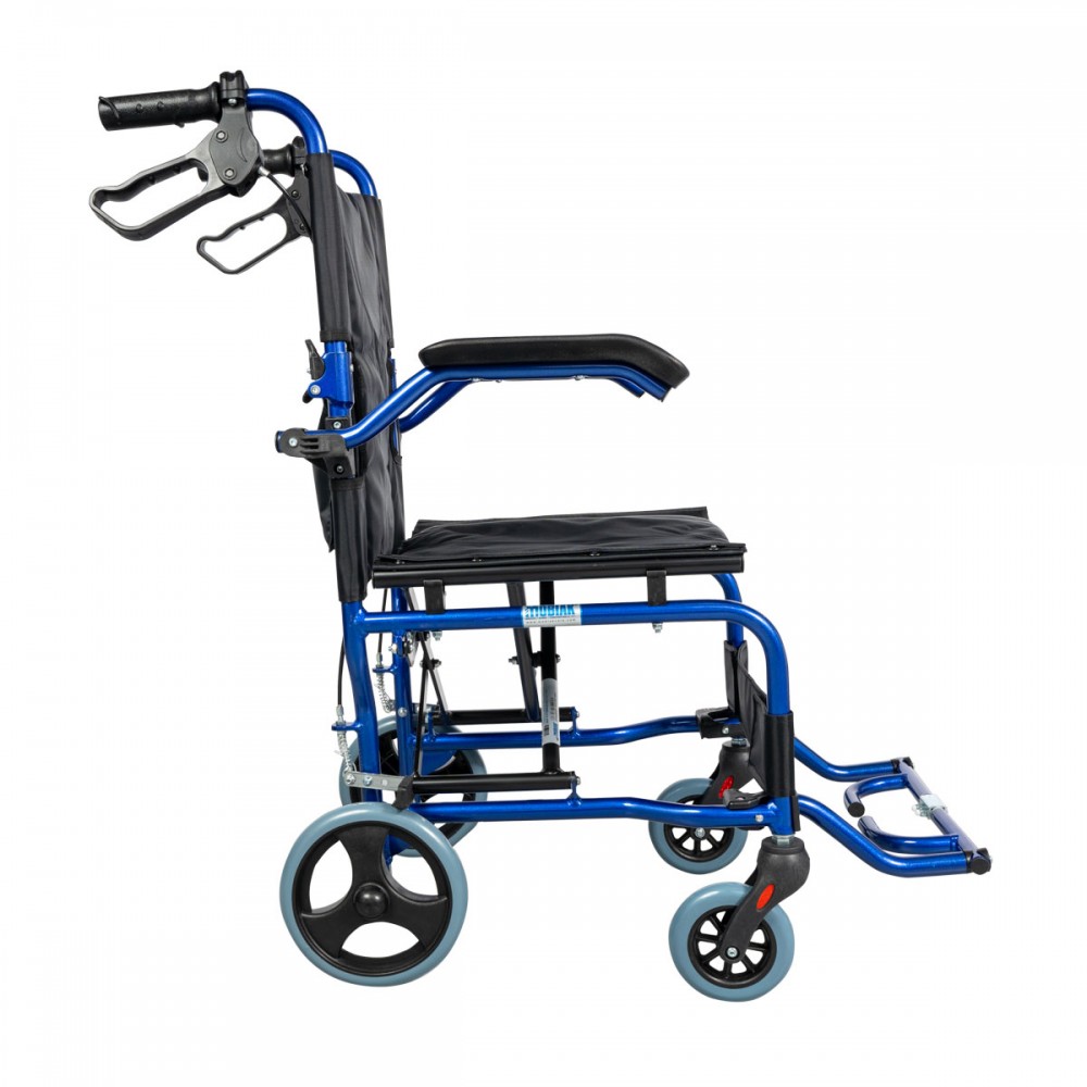 Αναπηρικό Αμαξίδιο Μεταφοράς, Πτυσσόμενο, Αλουμινίου. Πλάτος Καθίσματος 41cm. Μπλε. 