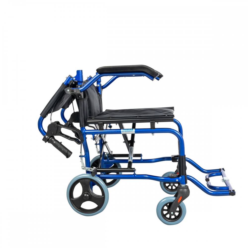 Αναπηρικό Αμαξίδιο Μεταφοράς, Πτυσσόμενο, Αλουμινίου. Πλάτος Καθίσματος 41cm. Μπλε. 
