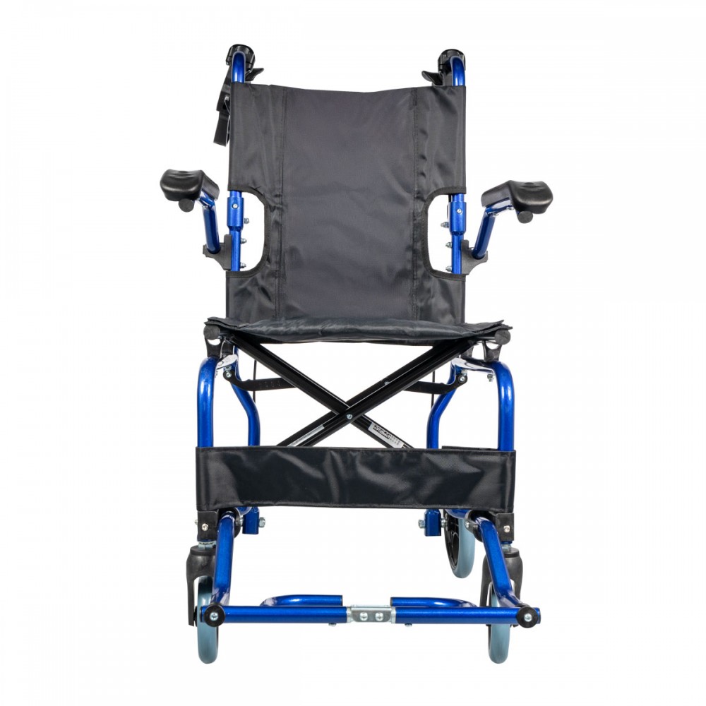Αναπηρικό Αμαξίδιο Μεταφοράς, Πτυσσόμενο, Αλουμινίου. Πλάτος Καθίσματος 41cm. Μπλε. 