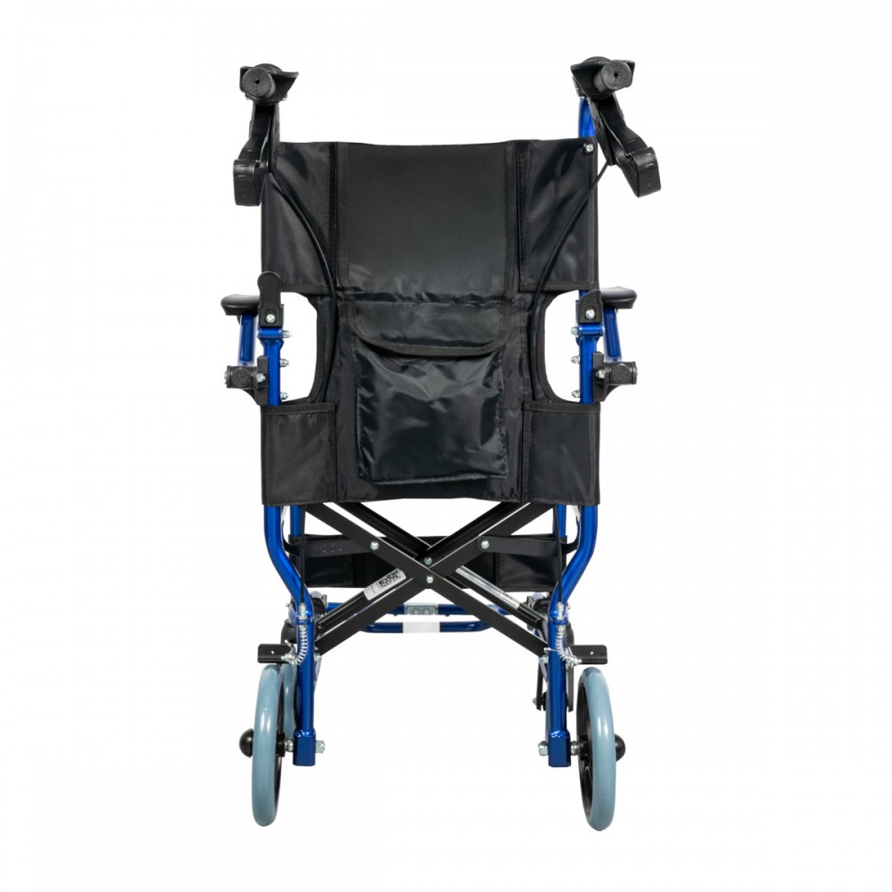 Αναπηρικό Αμαξίδιο Μεταφοράς, Πτυσσόμενο, Αλουμινίου. Πλάτος Καθίσματος 41cm. Μπλε. 