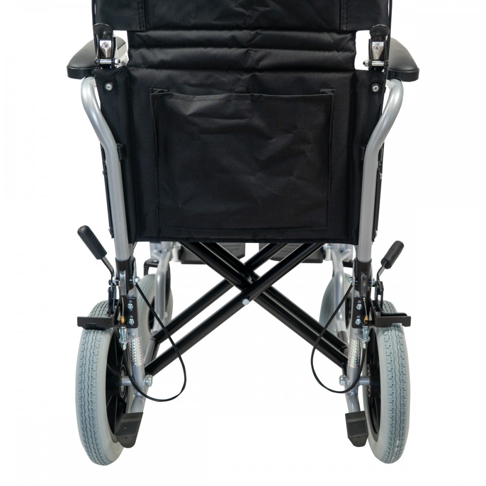 Aναπηρικό Αμαξίδιο Μονής Σταυρωτής Μπάρας Στήριξης GEMINI με Σπαστή Πλάτη, Κάθισμα Πλάτους 40cm & Οπίσθιο Τροχό 12". Ασημί. 0811307.