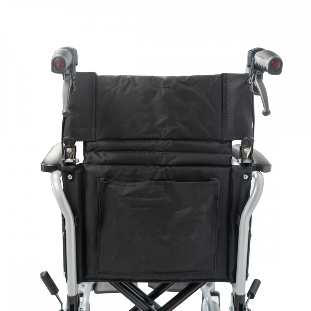 Aναπηρικό Αμαξίδιο Μονής Σταυρωτής Μπάρας Στήριξης GEMINI με Σπαστή Πλάτη, Κάθισμα Πλάτους 40cm & Οπίσθιο Τροχό 12". Ασημί. 0811307.