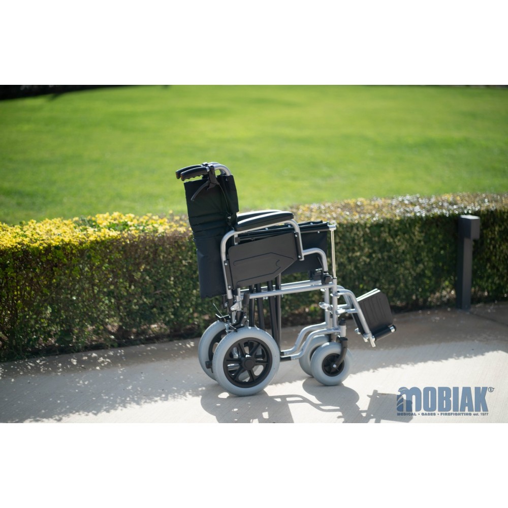 Aναπηρικό Αμαξίδιο Μονής Σταυρωτής Μπάρας Στήριξης GEMINI με Σπαστή Πλάτη, Κάθισμα Πλάτους 40cm & Οπίσθιο Τροχό 12". Ασημί. 0811307.