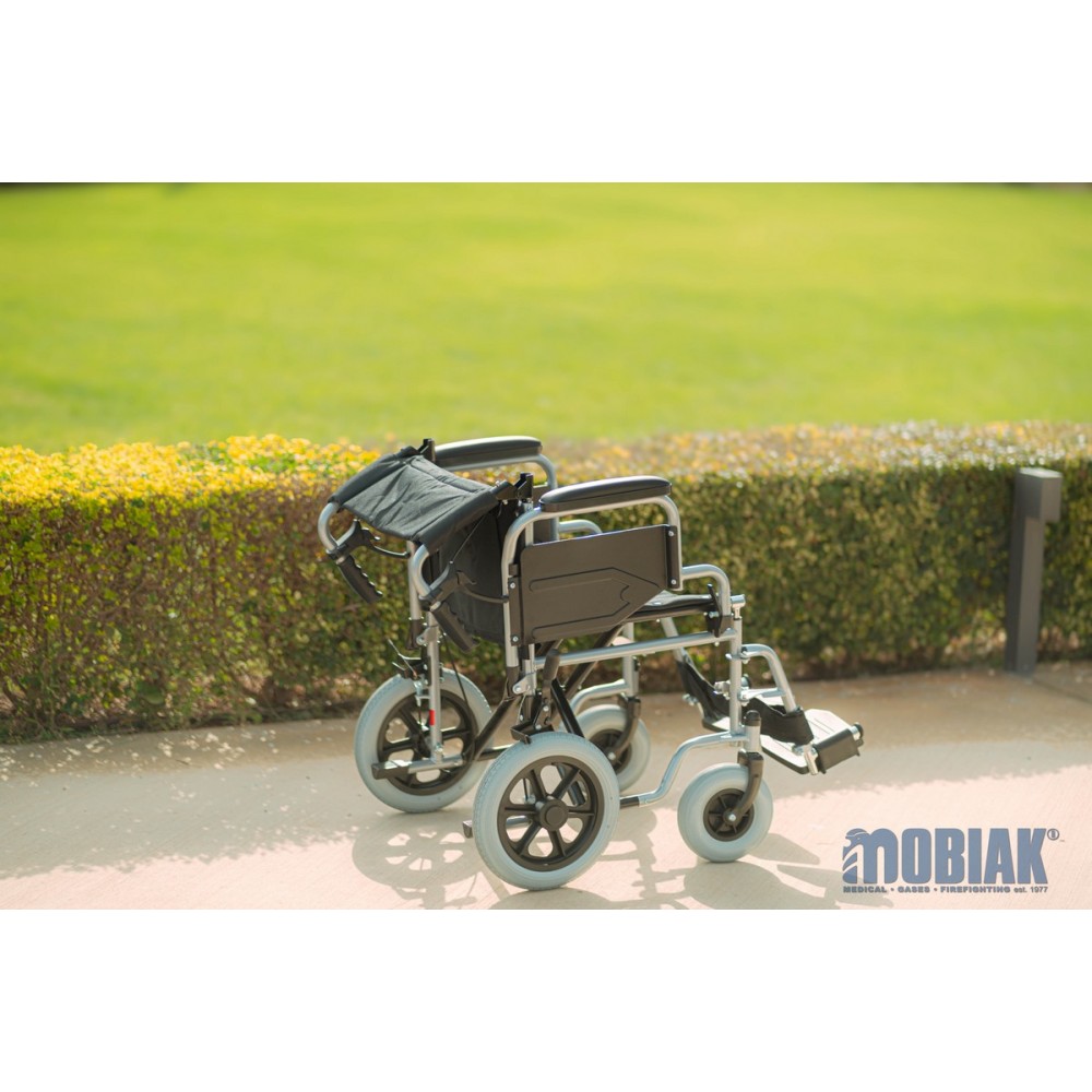 Aναπηρικό Αμαξίδιο Μονής Σταυρωτής Μπάρας Στήριξης GEMINI με Σπαστή Πλάτη, Κάθισμα Πλάτους 40cm & Οπίσθιο Τροχό 12". Ασημί. 0811307.