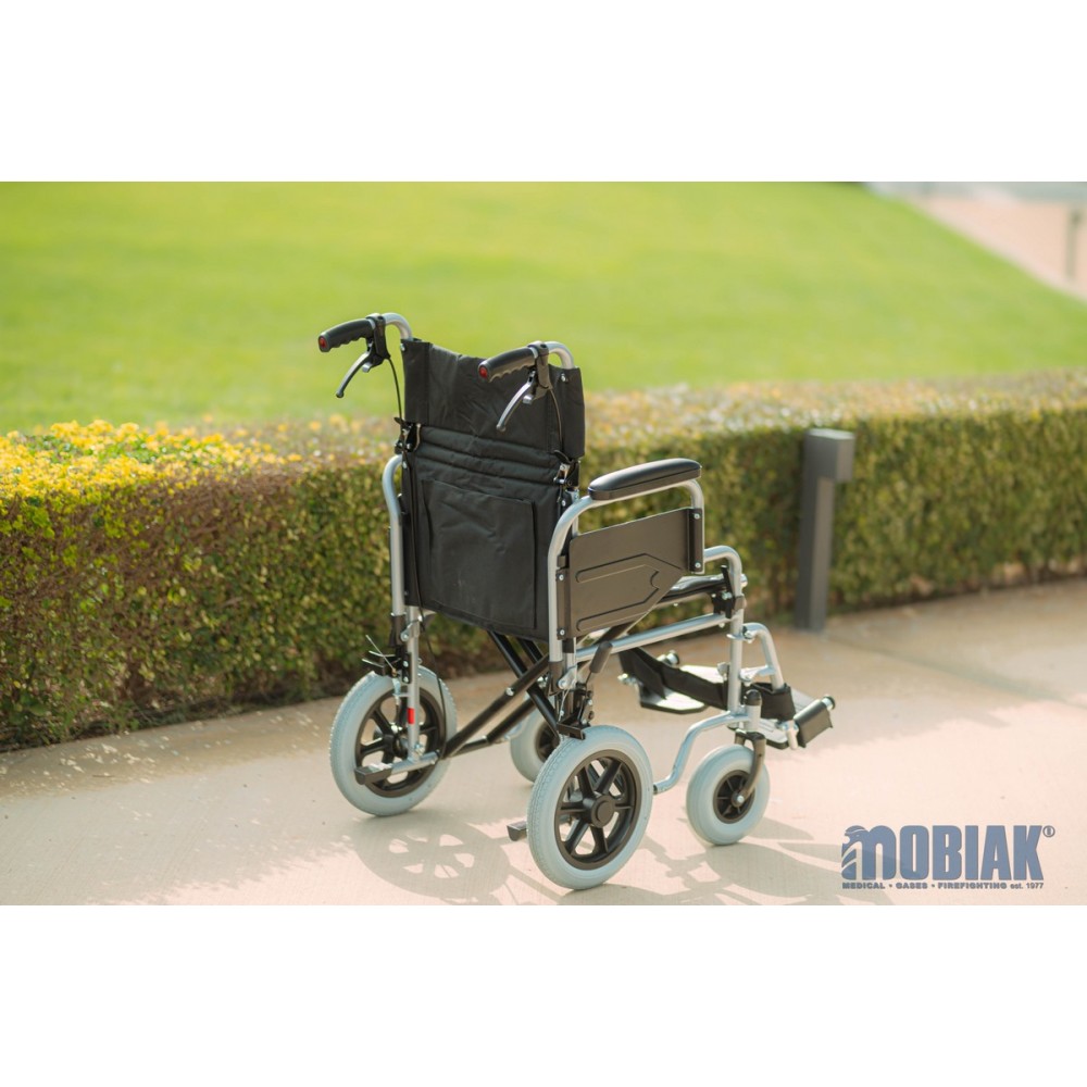 Aναπηρικό Αμαξίδιο Μονής Σταυρωτής Μπάρας Στήριξης GEMINI με Σπαστή Πλάτη, Κάθισμα Πλάτους 40cm & Οπίσθιο Τροχό 12". Ασημί. 0811307.