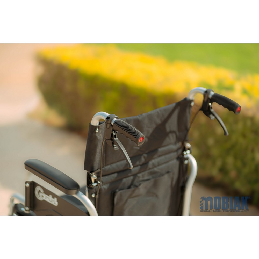 Aναπηρικό Αμαξίδιο Μονής Σταυρωτής Μπάρας Στήριξης GEMINI με Σπαστή Πλάτη, Κάθισμα Πλάτους 40cm & Οπίσθιο Τροχό 12". Ασημί. 0811307.