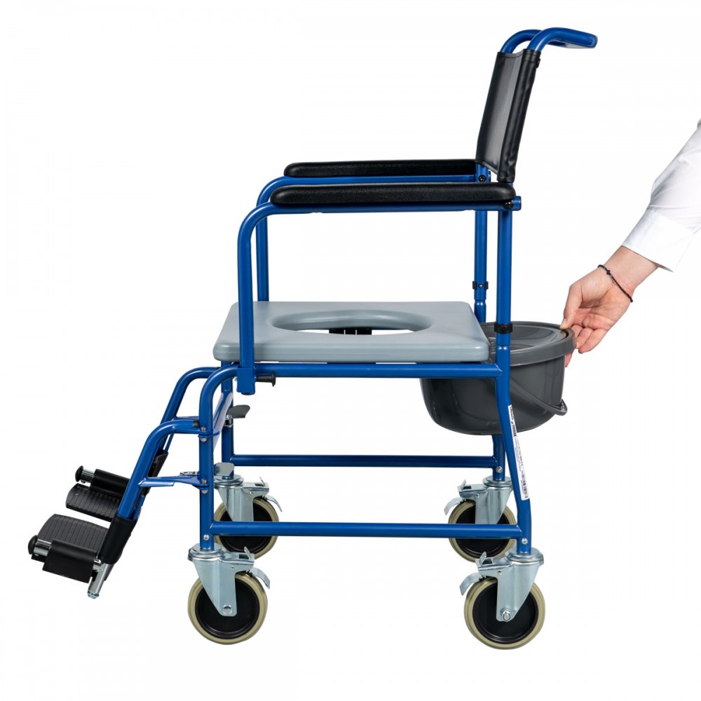 Αναπηρικό Αμαξίδιο GEMINI BLUE με Δοχείο Τουαλέτας. Πλάτος Καθίσματος 44cm. Μπλε. 0811605. 