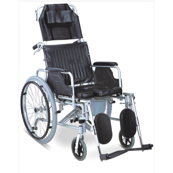 Αμαξίδιο Αλουμινίου με Ανακλινόμενη Πλάτη και Δοχείο Τουαλέτας WC,  AC–59Δ. Πλάτος Καθίσματος 45cm. 