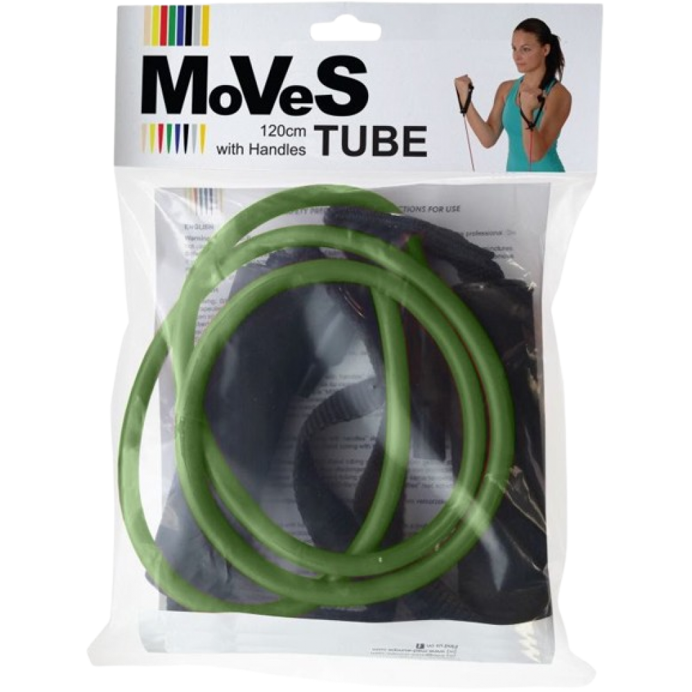 Ελαστικός Σωλήνας Γυμναστικής MOVES Tube 120cm με Λαβές. Πράσινο-Σκληρό. AC-3112.