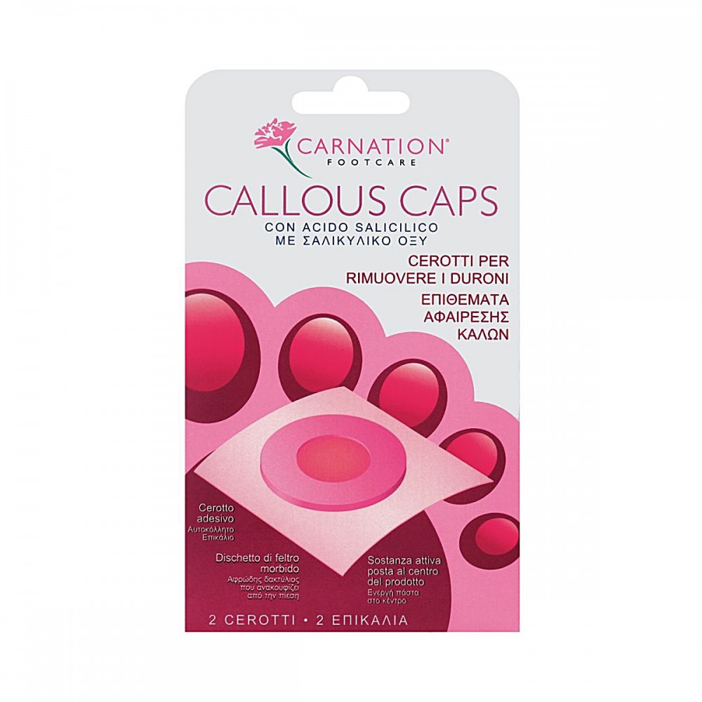 Επιθέματα Αφαίρεσης Κάλων Carnation Callous Caps με Σαλικυλικό Οξύ. 2 Τεμάχια. 1045 Vican. Επιθέματα Αφαίρεσης Κάλων Carnation Callous Caps με Σαλικυλικό Οξύ. 2 Τεμάχια. 1045 Vican.