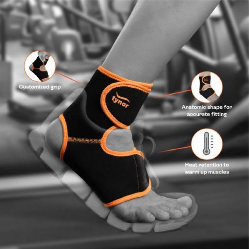 Αθλητική Επιστραγαλίδα Neoprene με Αυτοκόλλητους Ιμάντες Ankle Support. One Size. Μαύρο. Ortholand. 