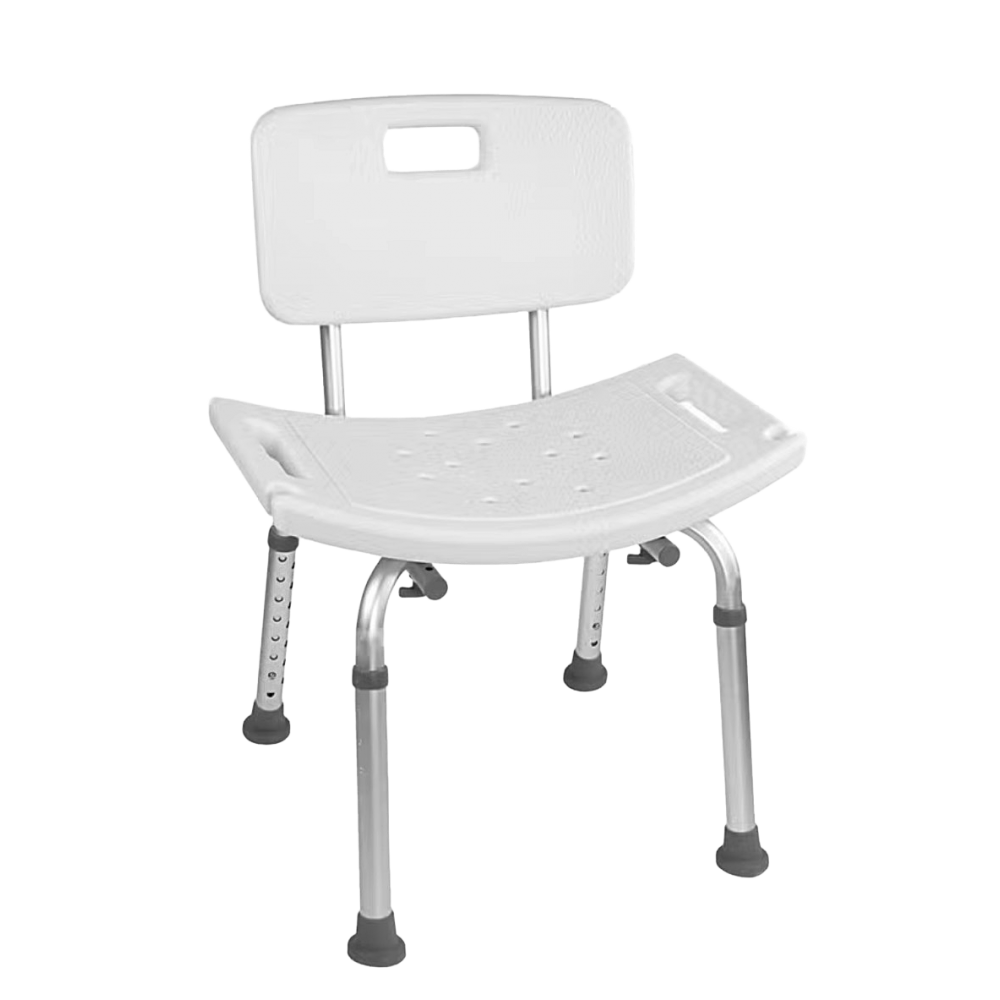 Καρέκλα Μπάνιου Ντους Αλουμινίου BME 350 για Ενήλικες - ΑΜΕΑ. Ρυθμιζόμενου Ύψους με Πλάτη. Λευκή. 