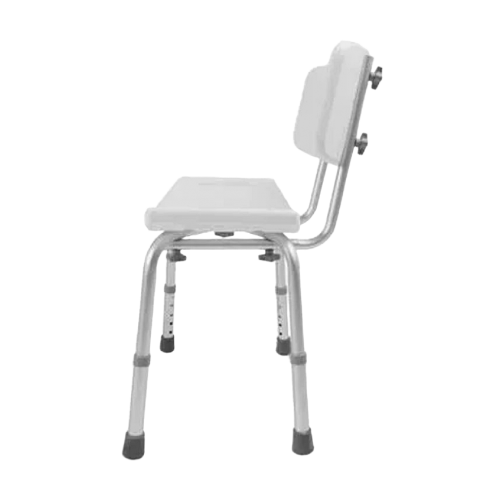 Καρέκλα Μπάνιου Ντους Αλουμινίου BME 350 για Ενήλικες - ΑΜΕΑ. Ρυθμιζόμενου Ύψους με Πλάτη. Λευκή. 