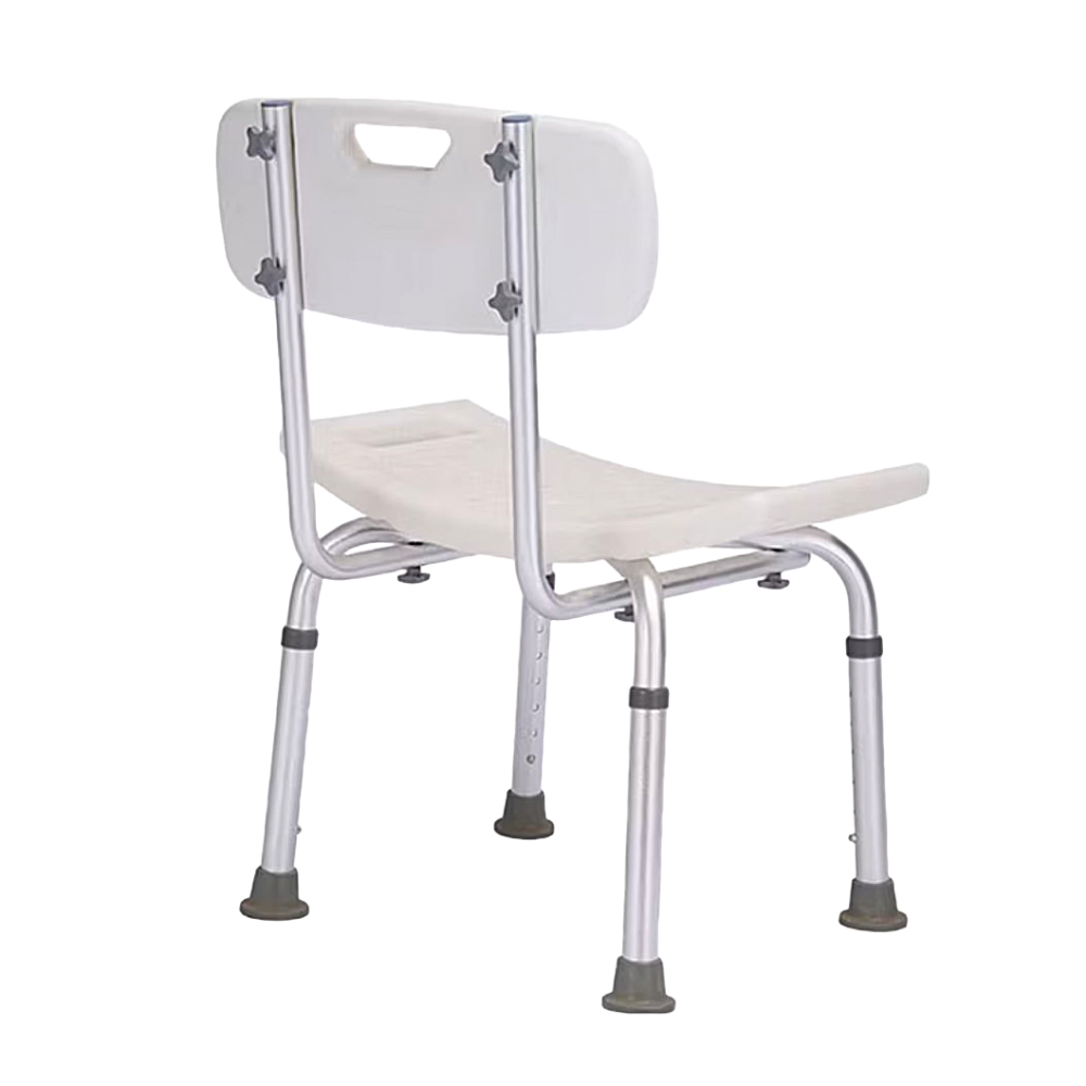 Καρέκλα Μπάνιου Ντους Αλουμινίου BME 350 για Ενήλικες - ΑΜΕΑ. Ρυθμιζόμενου Ύψους με Πλάτη. Λευκή. 